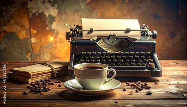Obraz Coffee and typewriter scene