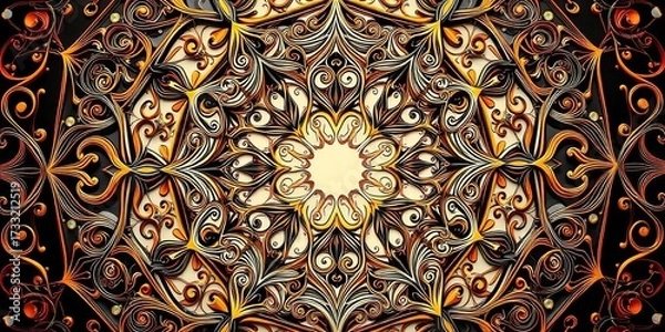 Fototapeta Intricate, swirling, decorative lines forming a geometric pattern,  repeat,  art