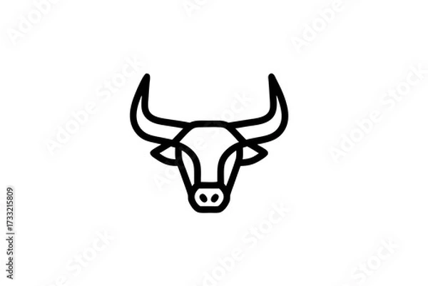 Fototapeta Minimalist black outline bull head vector icon. Simple graphic symbol of strength, power, and determination. Modern design element.