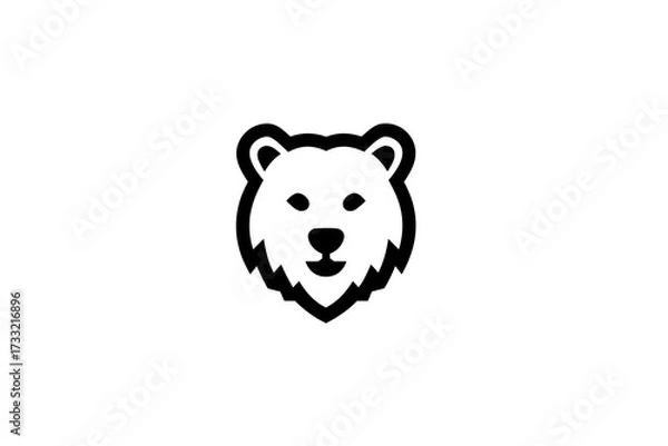 Obraz Minimalist Black Line Art Bear Head Icon, Simple Stylized Wild Animal Face Symbol for Design, Modern Vector Illustration