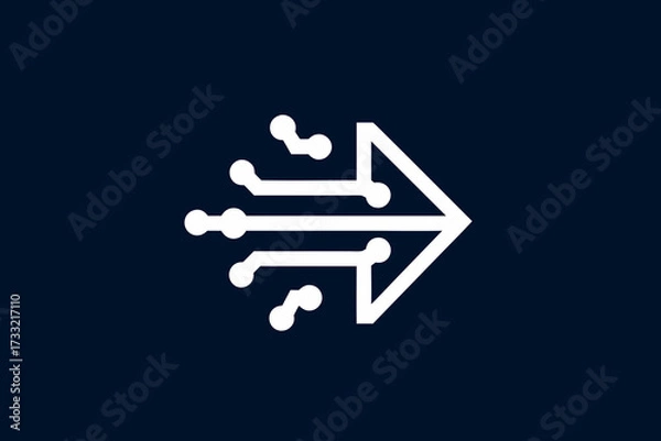 Obraz Digital data transfer arrow icon. Abstract technology network connection symbol for speed, progress, and innovation concept.