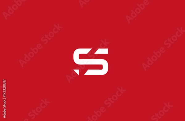 Obraz Modern white letter S design on a vibrant red background, clean typographic initial. Abstract graphic element for branding, communication, or identity concept.