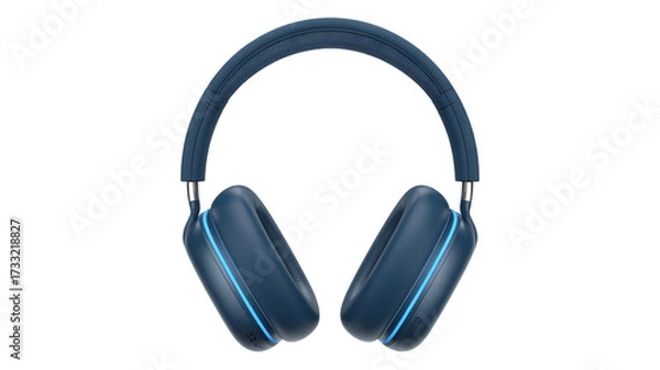 Fototapeta Premium over-ear wireless headphones in deep blue with comfortable earcups for immersive audio experience isolated on transparent background