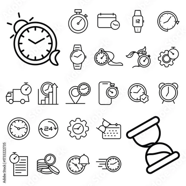 Fototapeta Time and Clock line Icon vector