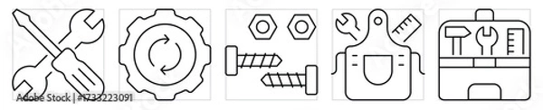 Fototapeta Repair related icons set. Vector editable stroke.