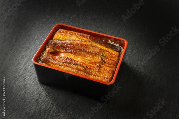 Obraz うなぎ　Eel and rice in a lacquered box