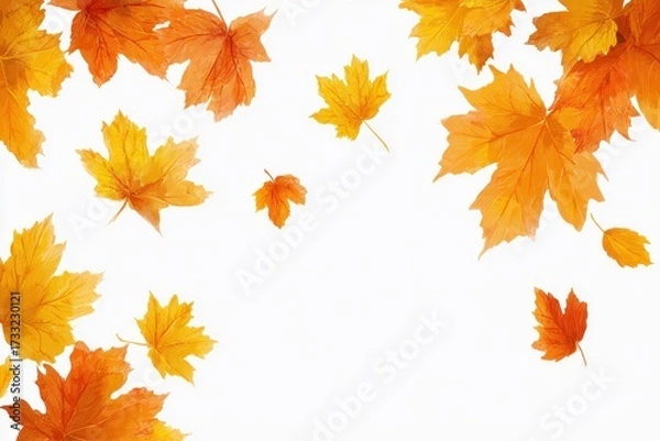 Obraz Autumn leaves plant maple on isolated white background.