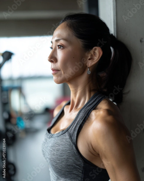 Fototapeta 運動をする健康的なアジア人の美しい女性