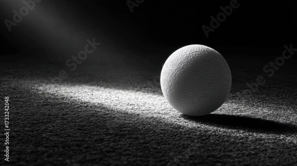 Fototapeta White Sphere on Dark Surface with Dramatic Light and Shadows