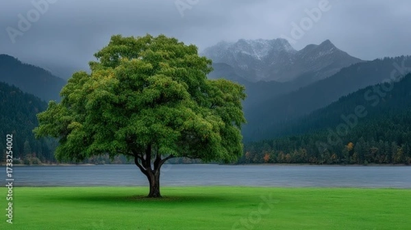 Fototapeta A Majestic Tree Standing Strong in an Open Field Symbolizing Hope Beyond Imagination and Resilience Amidst Adversity