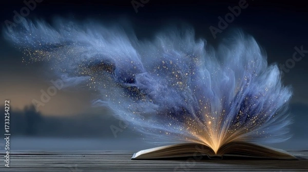 Fototapeta A Captivating Journey Beyond Imagination: Witness the Enchantment of a Floating Feather from an Open Book