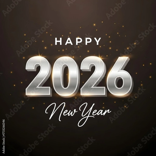 Fototapeta Happy New Year 2026 Celebration Design with Sparkles