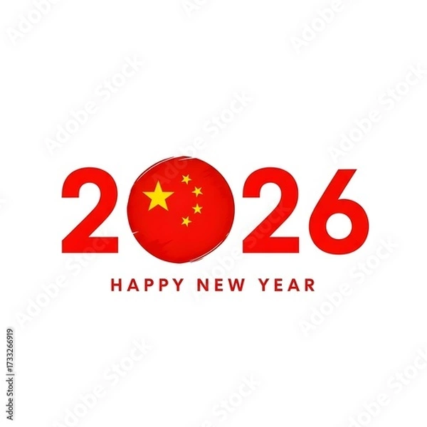 Fototapeta China's Happy New Year 2026 Celebration with Flag Design