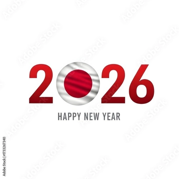 Fototapeta 2026 New Year Design with Japanese Flag Integration.