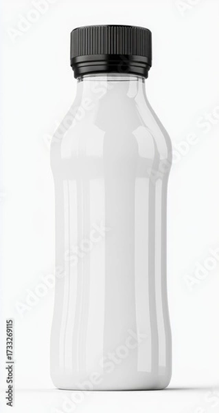 Fototapeta White plastic bottle w/ black cap, curved form