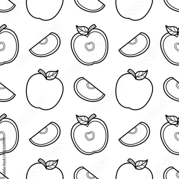 Fototapeta seamless pattern of hand drawn apples