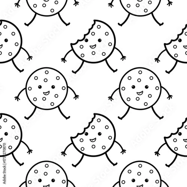 Fototapeta seamless pattern of hand drawn cookies