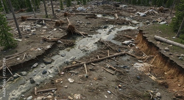 Obraz Devastated Forest Floor After Natural Disaster