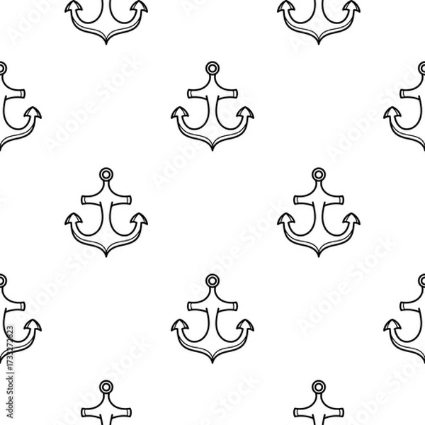 Fototapeta anchor hand drawn seamless pattern