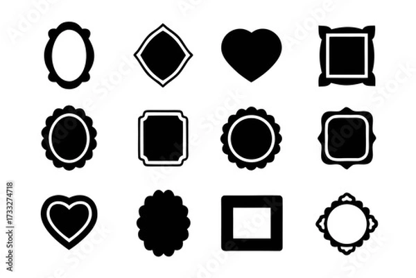 Fototapeta Silhouette icons of various frames for decoration