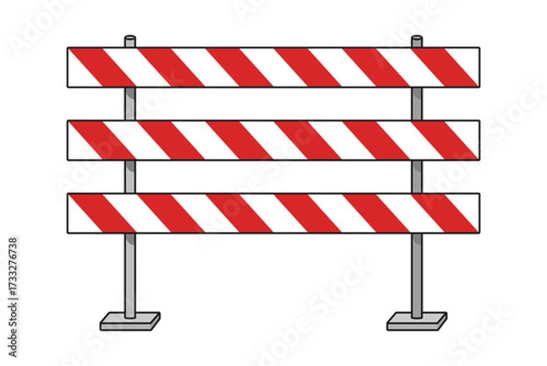 Obraz Dead end barrier road sign with red and white stripes vector