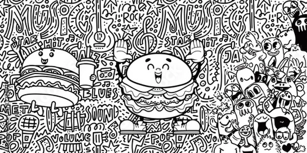 Obraz Doodler art burger and halloween ghost cartoon