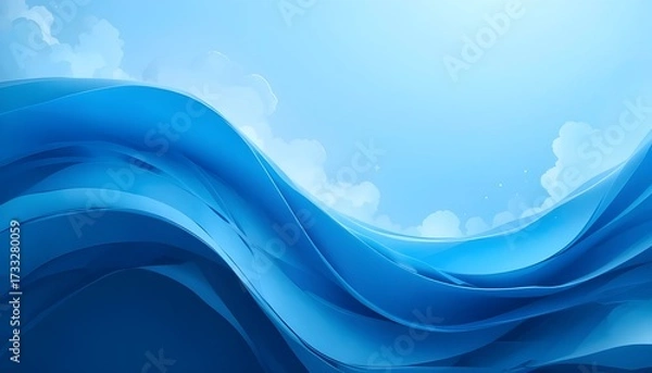 Fototapeta Blue Gradient Arch Folds Wallpaper Background for Modern Abstract 3D Design and Elegant Backdrops