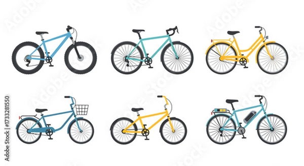 Obraz Illustrative vector set of popular baked goods sliced bread, baguette, croissant, pretzel, bagel, and braided loaf. Perfect for bakery menus and food-themed designs