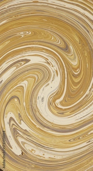 Fototapeta Golden marbling with beige and cream soft spirals, warm neutral stone-like texture for sophisticated packaging, interior design accents and elegant stationery background 16:9
