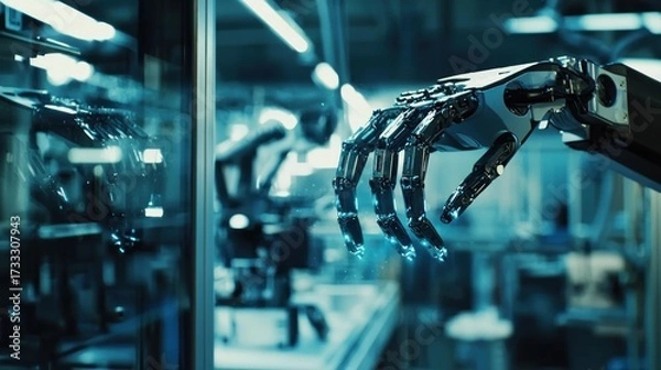 Fototapeta Robotic arm in factory