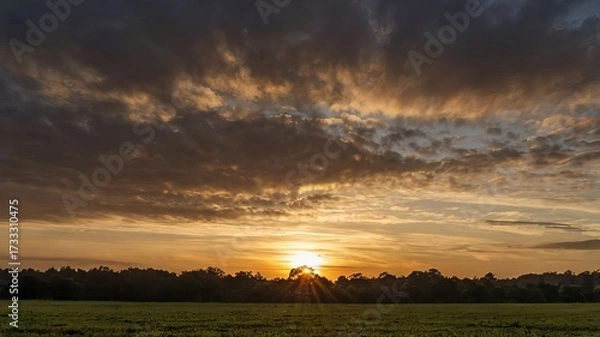 Obraz sunset over the forest 