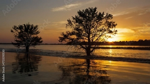 Obraz Sunset on the lake 