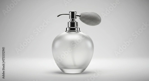 Fototapeta Elegant frosted glass perfume bottle with silver atomizer