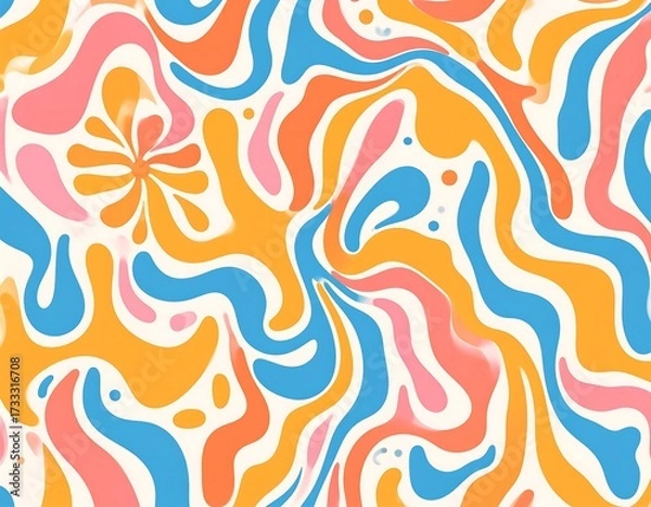 Obraz Abstract pattern with swirling lines and blots in pastel colors