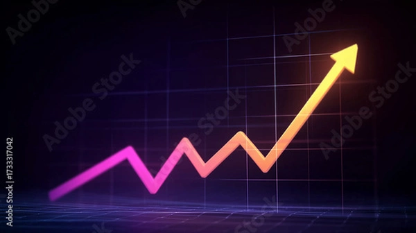 Obraz Futuristic finance chart with upward arrow design