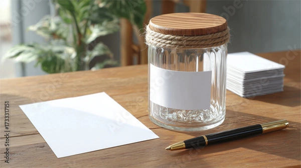 Obraz Clean work desk composition with writing tools