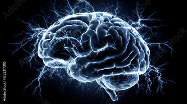Obraz Human brain glowing digital electricity pattern