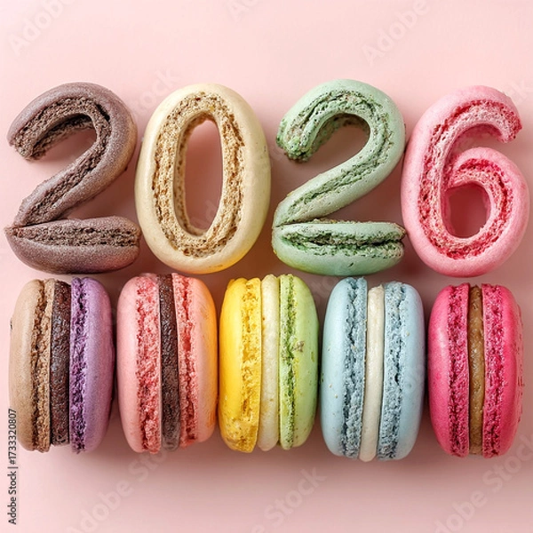 Obraz 2026 Macarons on Pink Background