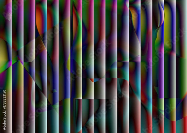 Fototapeta Abstract green white wavy pattern a gridlike structure, a distorted fluid