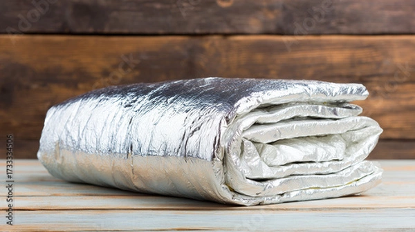 Fototapeta reassurance. Folded emergency blanket with silver lining, conveying reassurance for Japan's Disaster Prevention Day. public awareness campaigns.