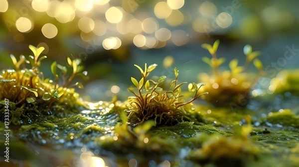 Fototapeta Spring Flowers and Green Grass in Peaceful Nature Scene