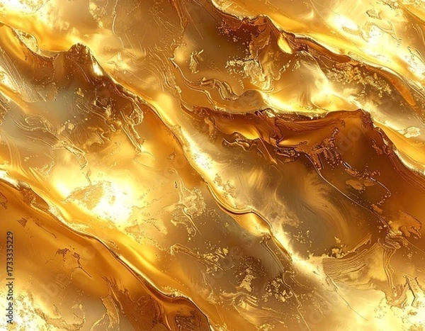 Fototapeta Gold liquid flowing, abstract pattern