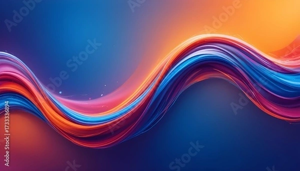 Fototapeta Colorful Abstract Fluid Wave Gradient with 3D Flow Shapes for Modern Poster, Cover, and Landing Page