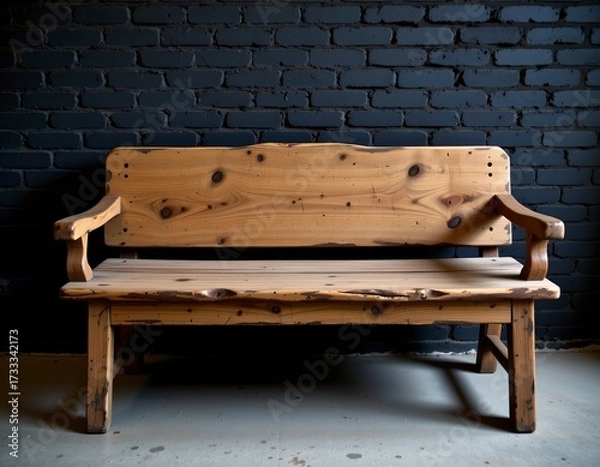 Fototapeta Rustic Wooden Bench with Weathered Finish