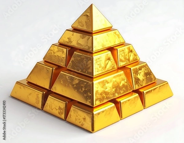 Fototapeta Gold pyramid stacked with rectangular bars