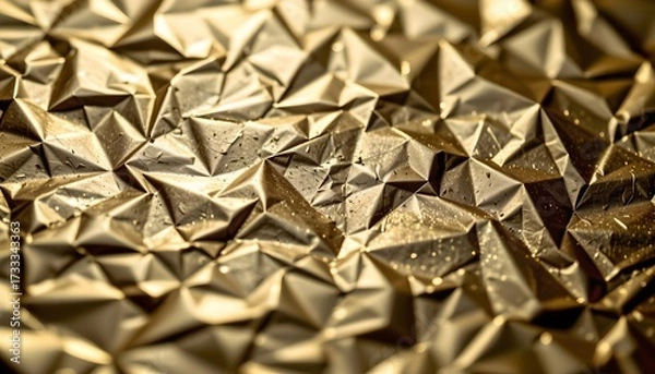 Fototapeta Golden Metallic Paper Texture with Reflective Shine