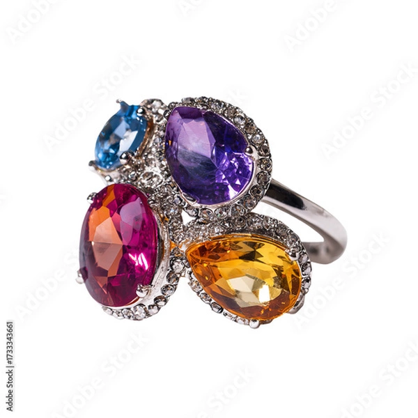 Fototapeta Close-up of a ring with colorful gemstones