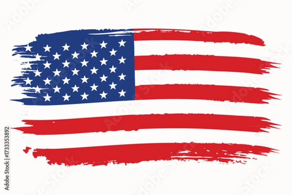 Fototapeta Distressed American Flag Grunge Style US Flag with Brush Stroke Texture
