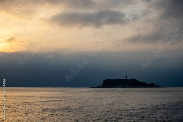 Obraz 江の島のシルエット