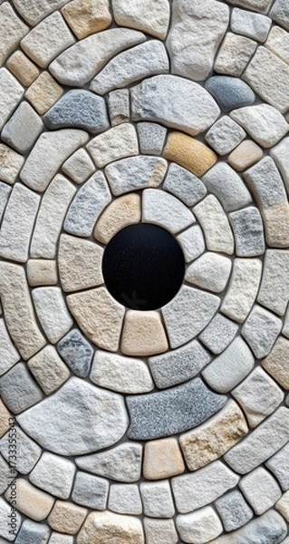 Fototapeta Circular stone mosaic pattern with dark center